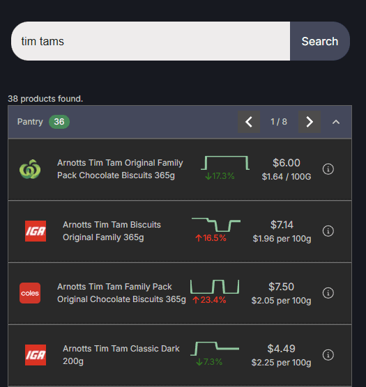 Search for groceries